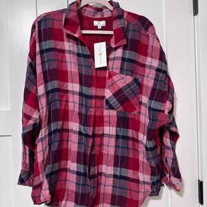 NWT True Craft Red & Blue Plaid long sleeve flannel shirt Size 1X